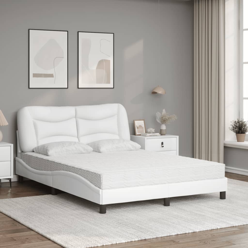 vidaXL Lit avec matelas blanc 120x200 cm similicuir