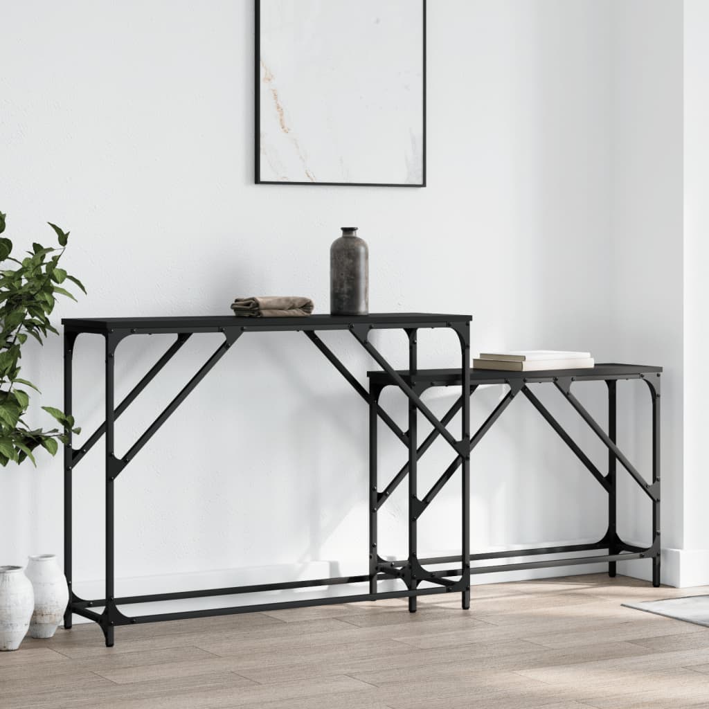 vidaXL Tables console gigognes 2 pcs noir bois d'ingénierie