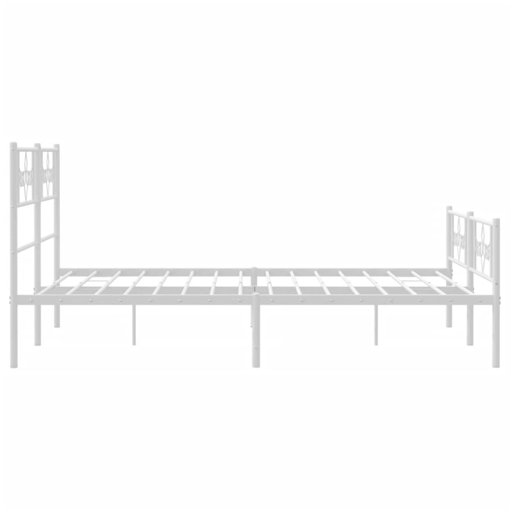 vidaXL Cadre de lit métal sans matelas et pied de lit blanc 120x200 cm