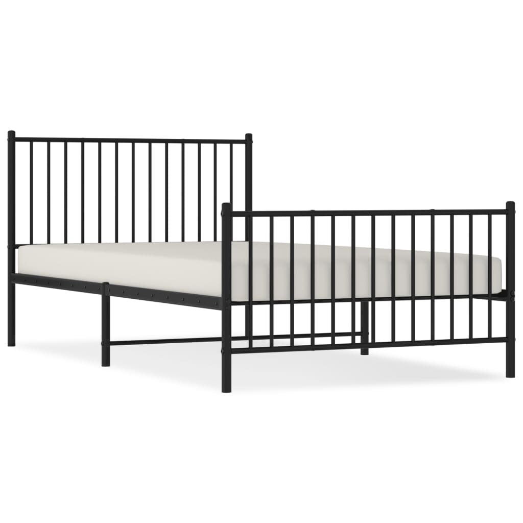 vidaXL Cadre de lit métal sans matelas avec pied de lit noir 107x203cm