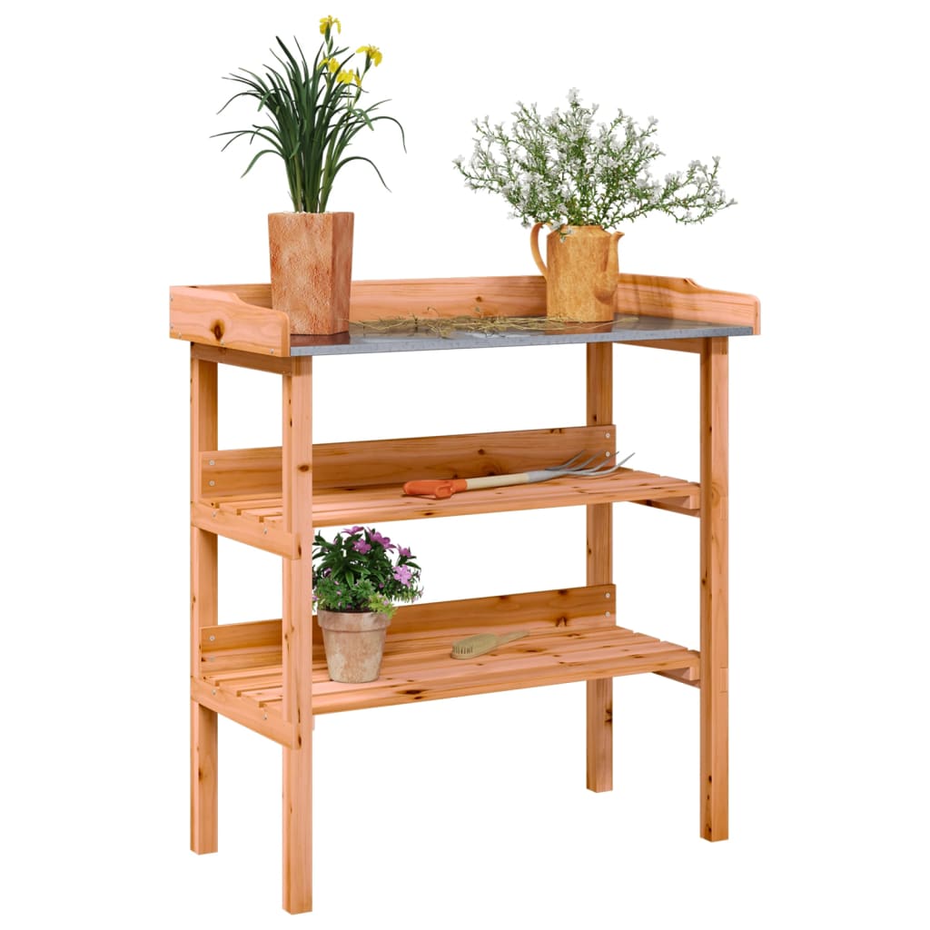 vidaXL Table à plantes avec étagères marron 78x38x82,5cm bois de sapin
