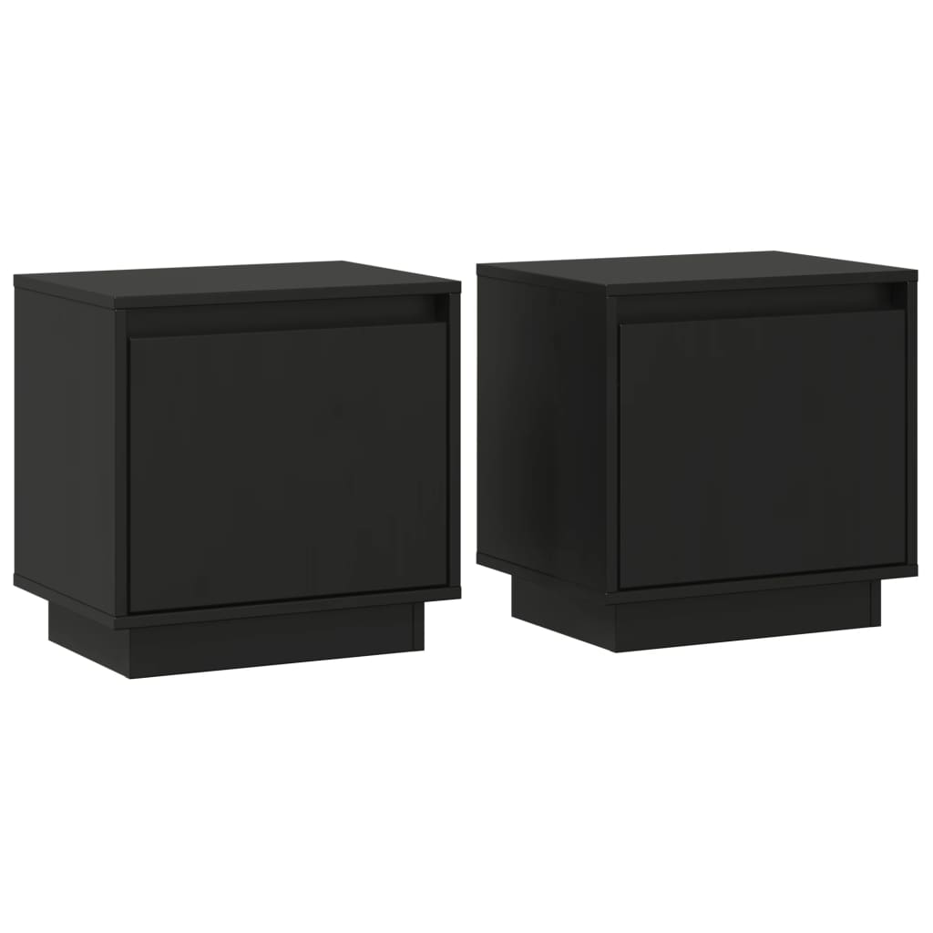 vidaXL Tables de chevet 2 pcs Noir 40x30x40 cm Bois de pin solide