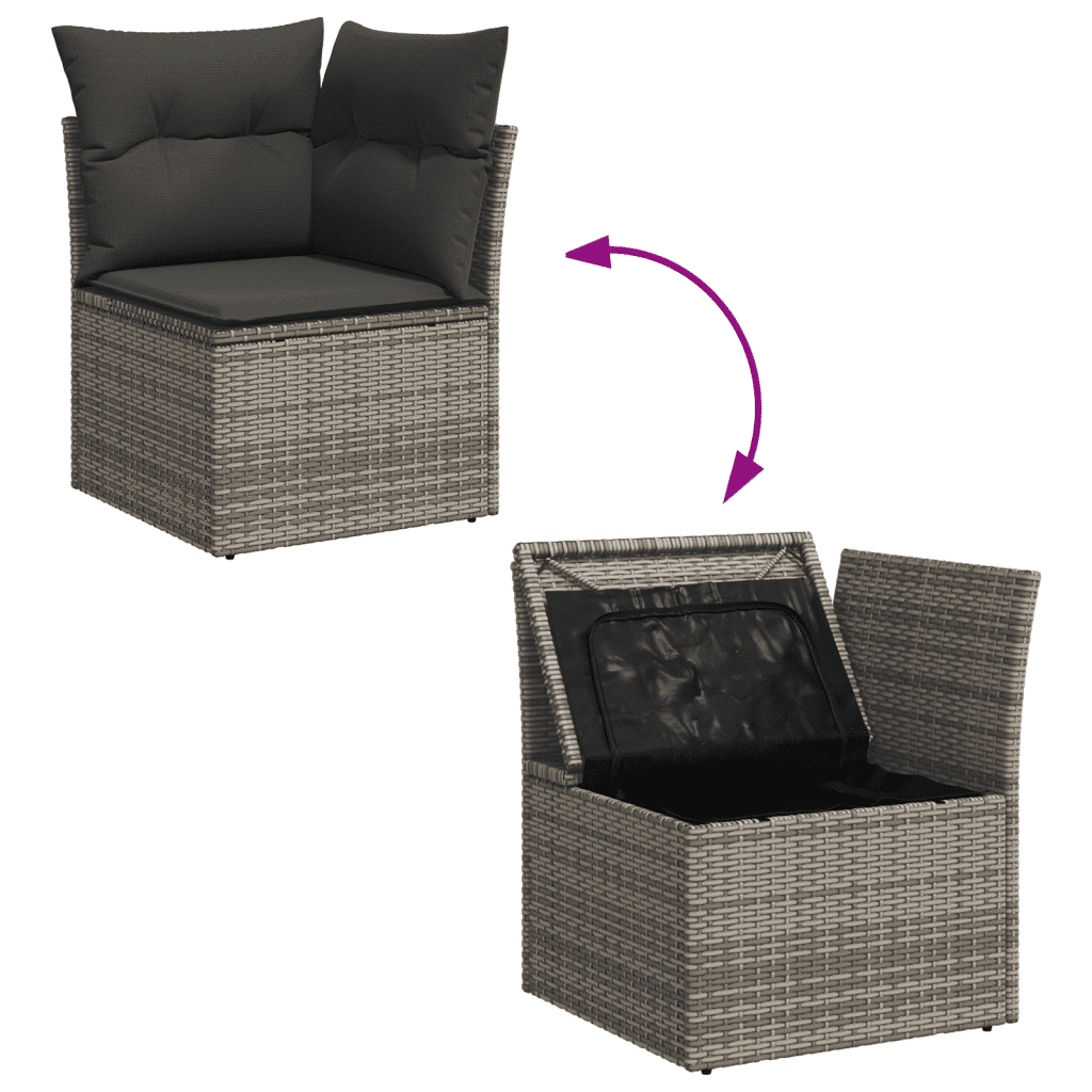 vidaXL Salon de jardin 5 pcs avec coussins gris résine tressée