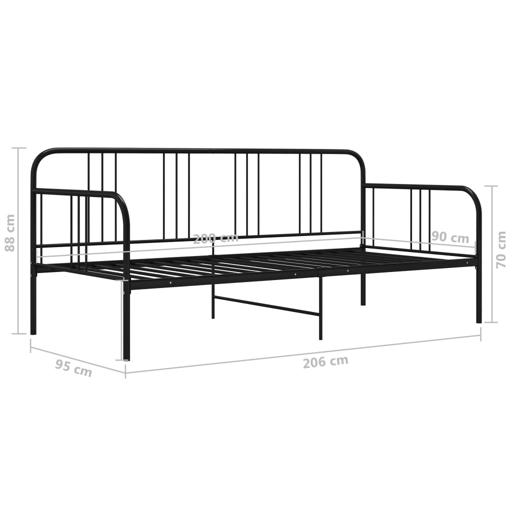 vidaXL Cadre de canapé-lit sans matelas noir métal 90x200 cm