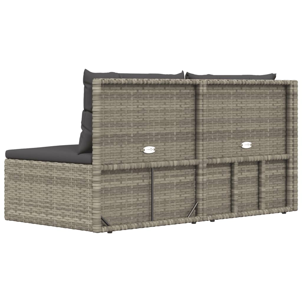 vidaXL Salon de jardin 2 pcs avec coussins Gris Résine tressée