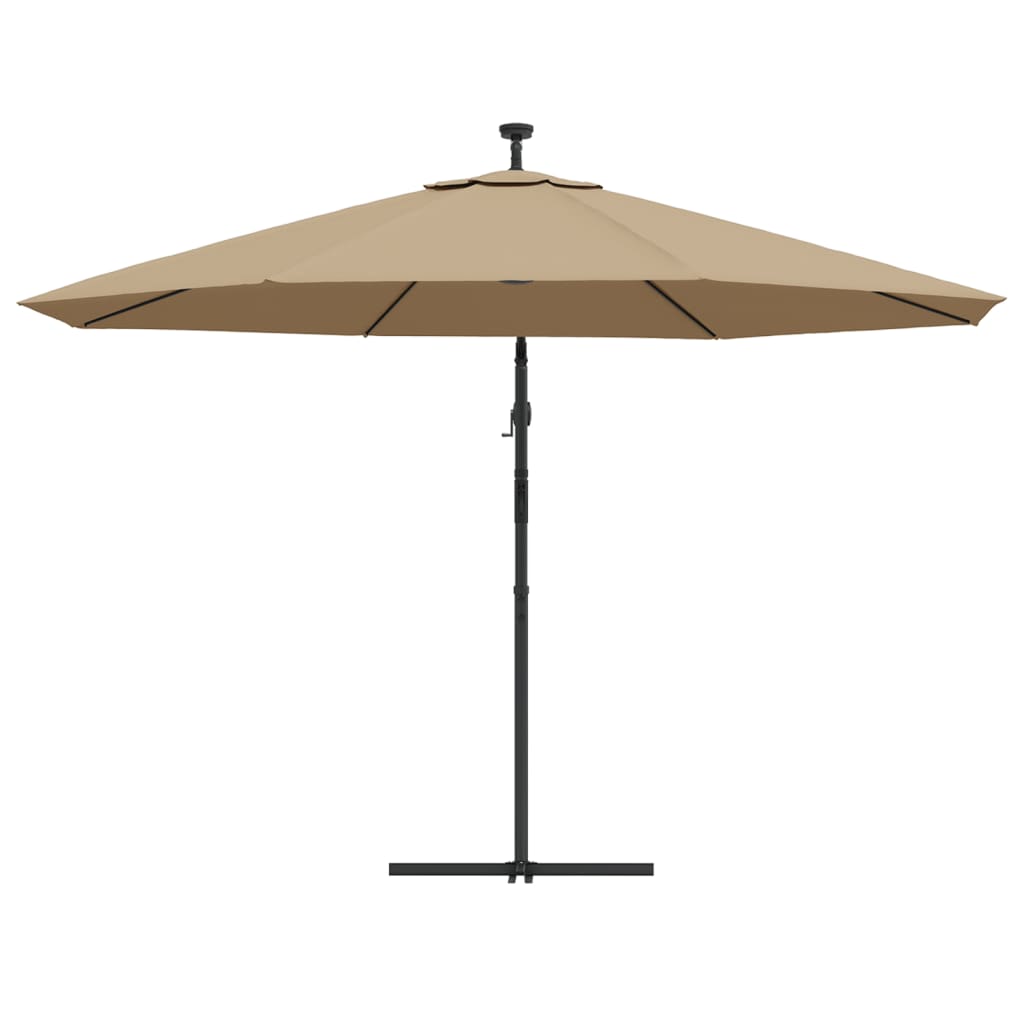 vidaXL Parasol de jardin en porte-à-faux et lumières LED mât en métal