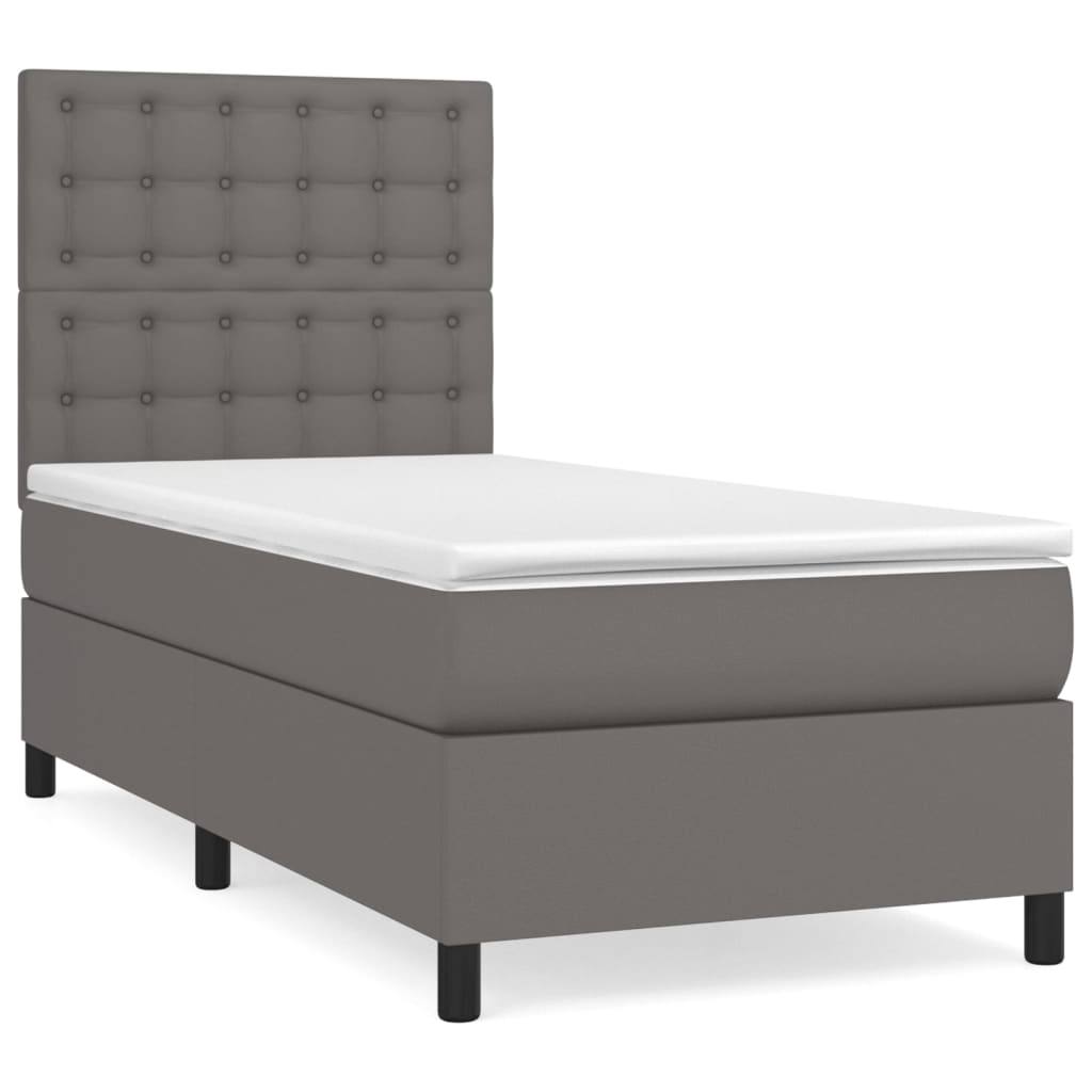 vidaXL Sommier à lattes de lit avec matelas Gris 90x200 cm Similicuir