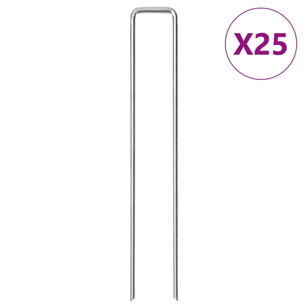 vidaXL Piquets de sol en forme de U 25 pcs 20x3,5 cm acier galvanisé