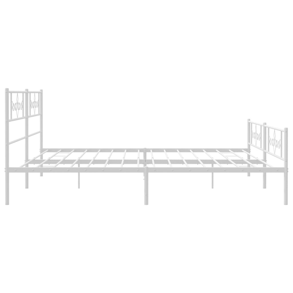 vidaXL Cadre de lit métal sans matelas et pied de lit blanc 180x200 cm