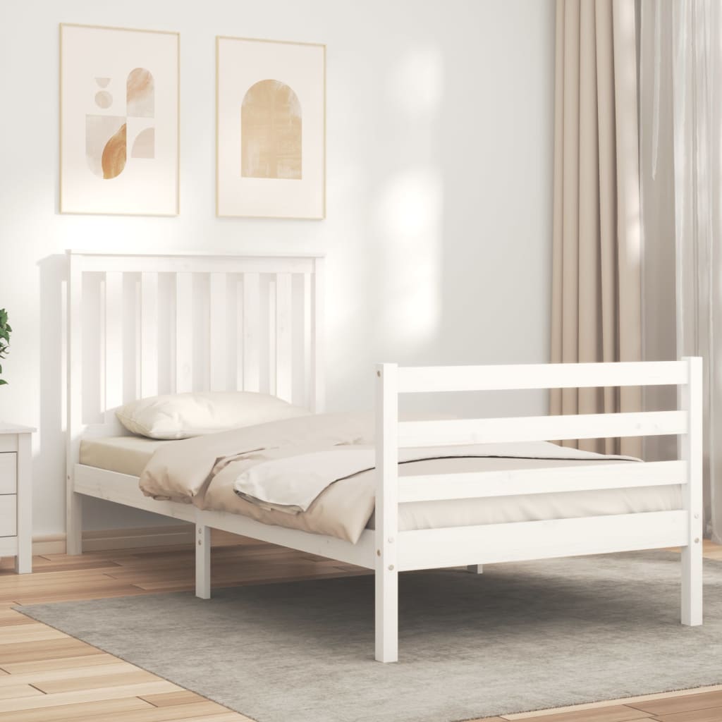 vidaXL Cadre de lit sans matelas blanc 90x200 cm bois massif