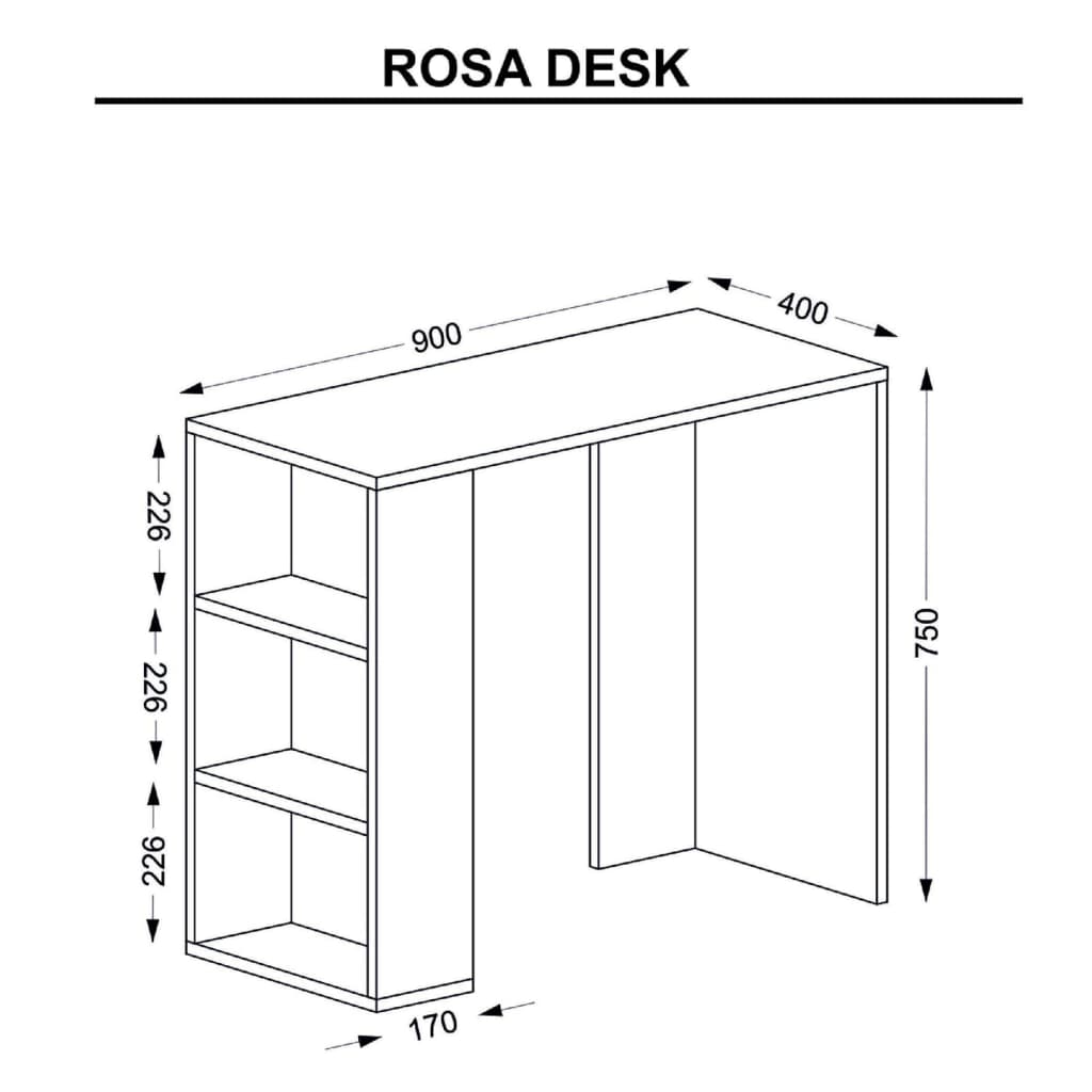 Homemania Bureau d'ordinateur Rosa 90x40x75 cm Blanc et chêne