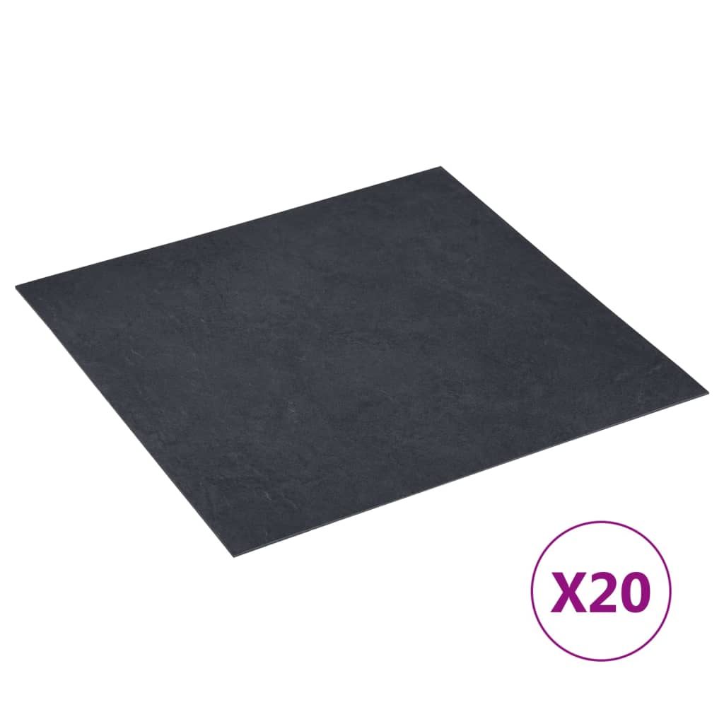 vidaXL Dalles de plancher autoadhésives 20 pcs PVC 1,86 m² marbre noir