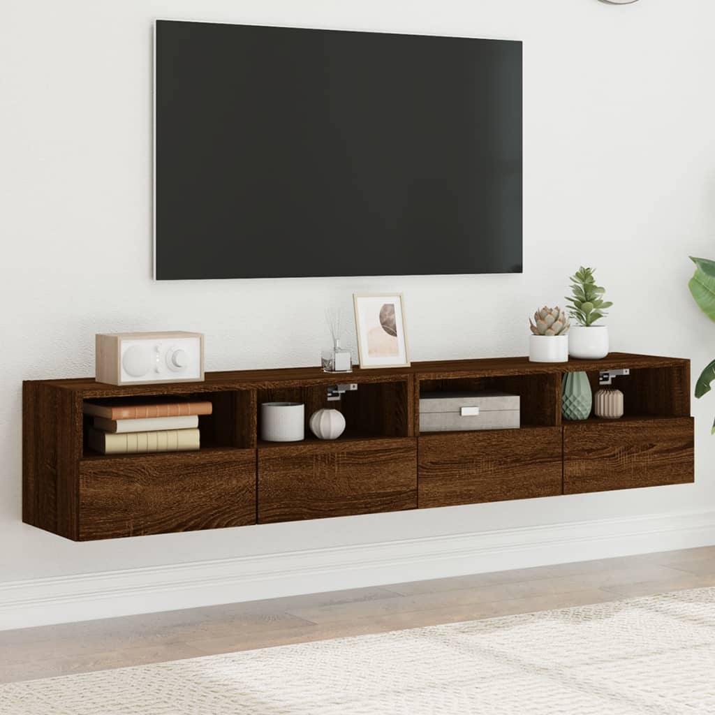 vidaXL Meubles TV muraux 2 pcs chêne marron 80x30x30cm bois ingénierie