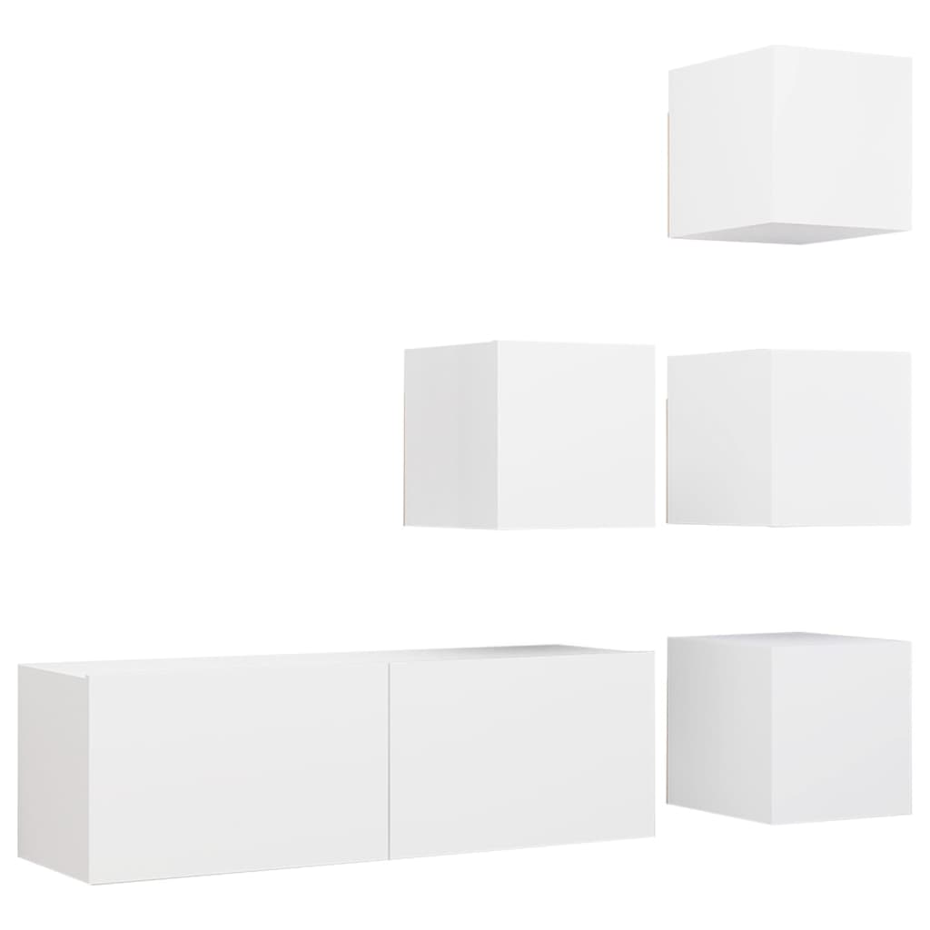 vidaXL Ensemble de meuble TV 5 pcs Blanc Bois d'ingénierie