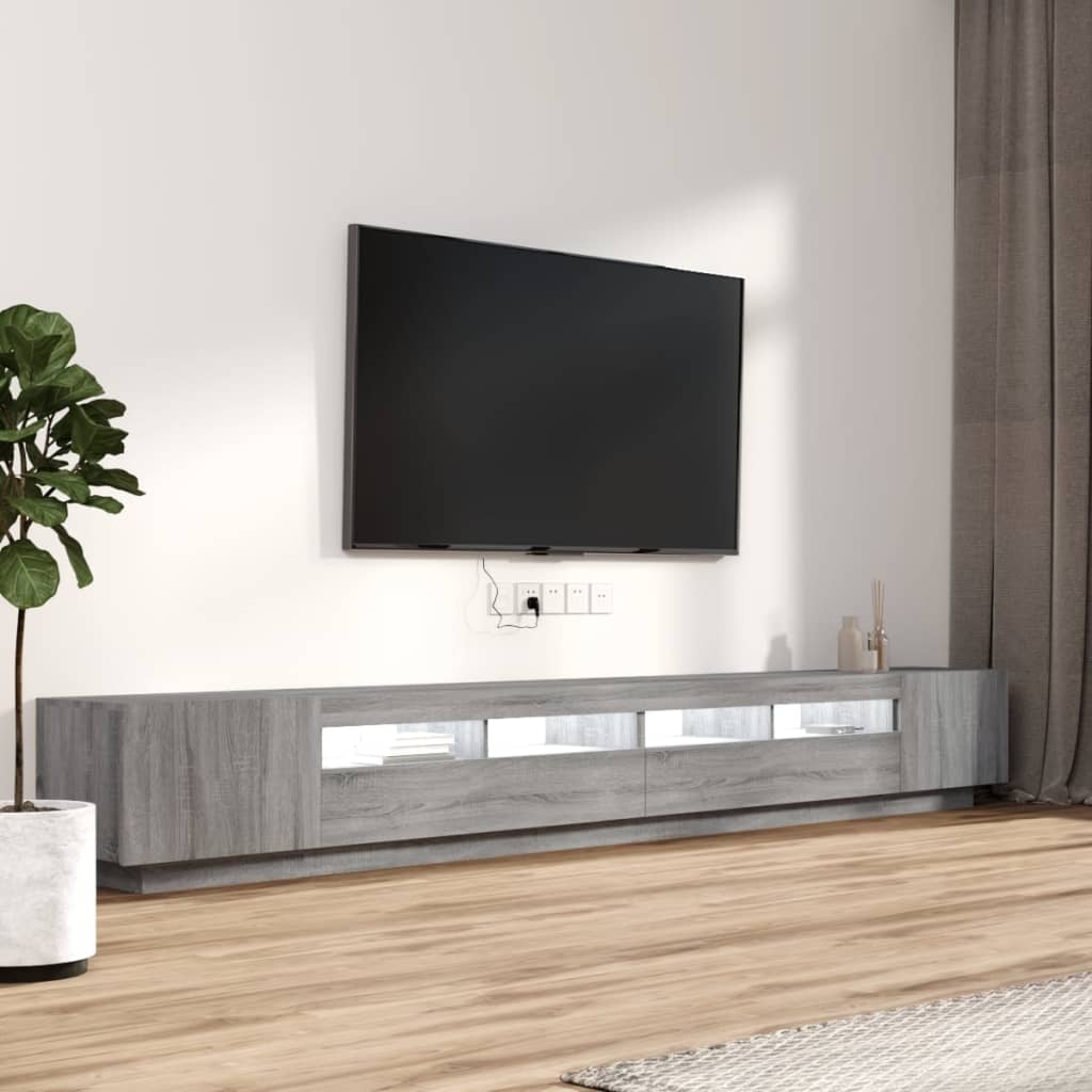 vidaXL Ensemble de meubles TV avec lumières LED 3 pcs Sonoma gris