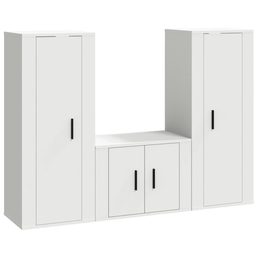 vidaXL Ensemble de meubles TV 3 pcs Blanc Bois d'ingénierie