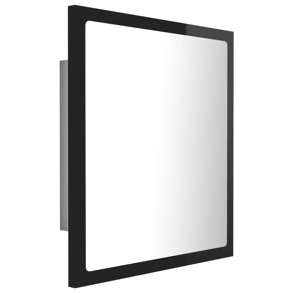 vidaXL Miroir LED de salle de bain Noir brillant 40x8,5x37cm Acrylique