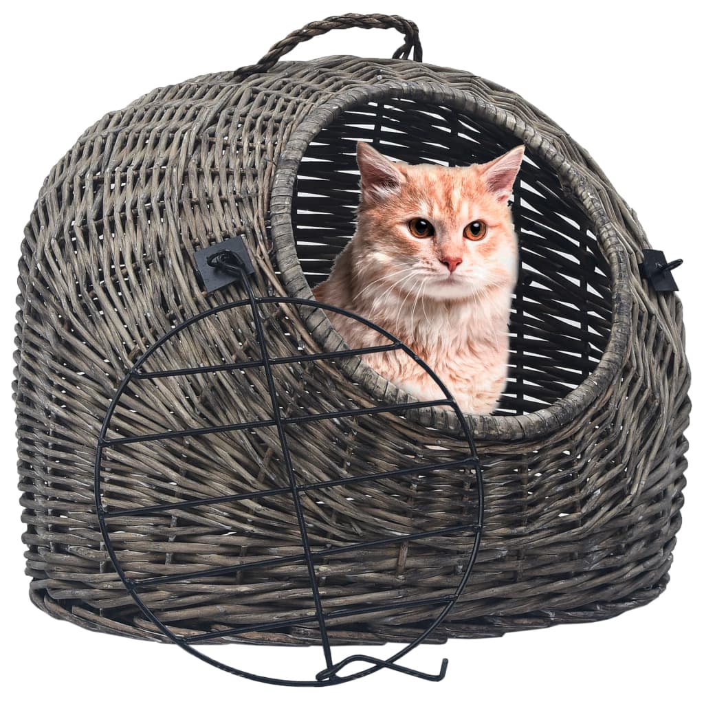 vidaXL Cage de transport pour chats Gris 45x35x35 cm Saule naturel