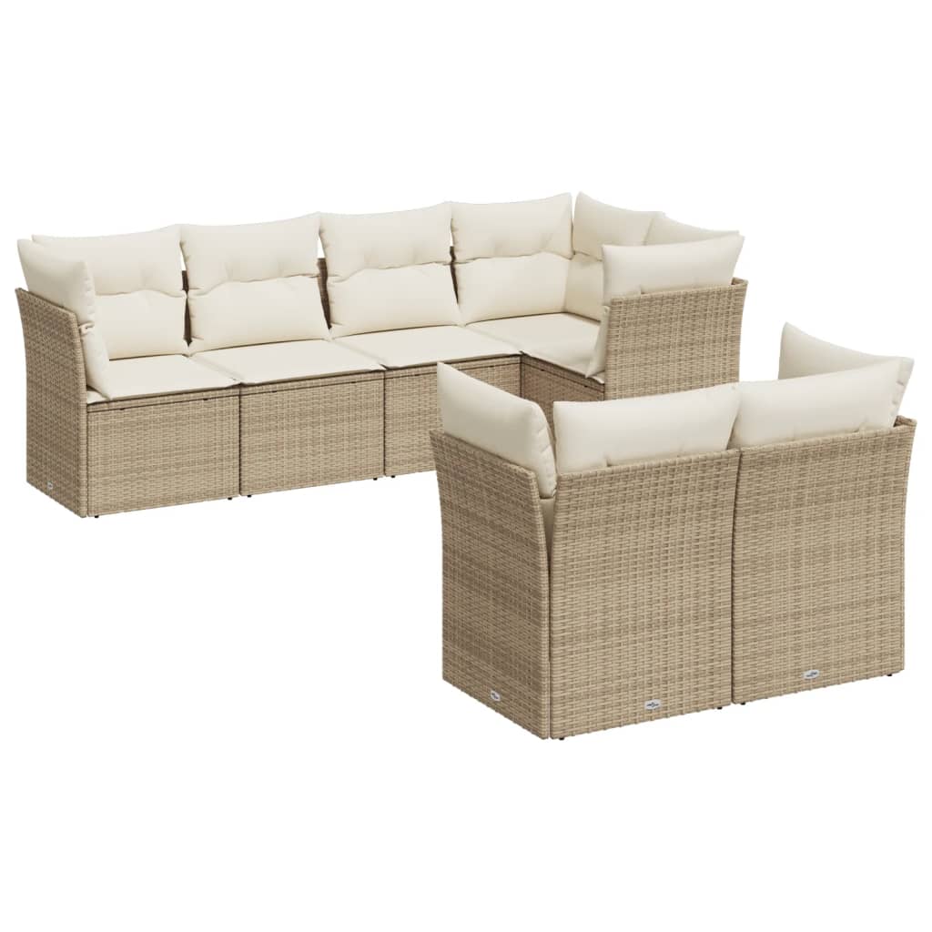 vidaXL Salon de jardin avec coussins 7 pcs beige résine tressée