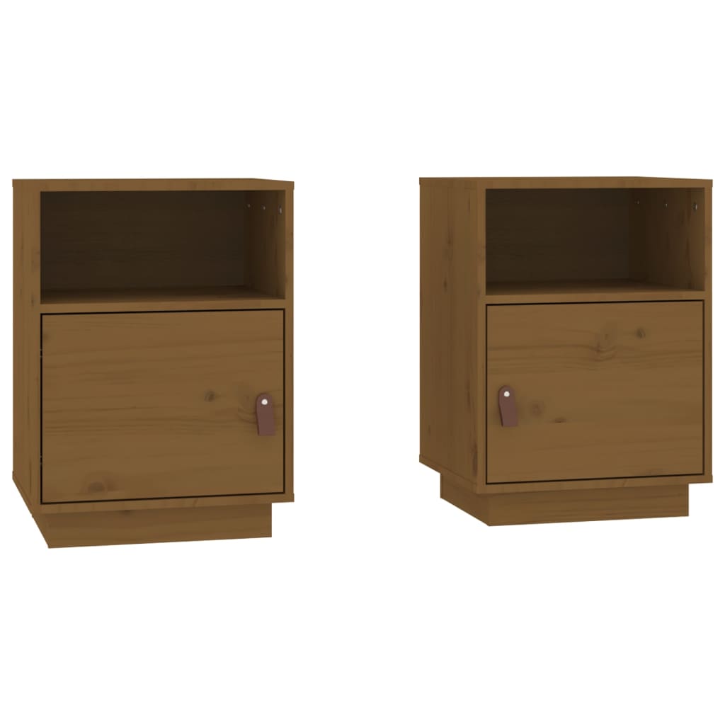 vidaXL Tables de chevet 2pcs Marron miel 40x34x55cm Bois de pin massif