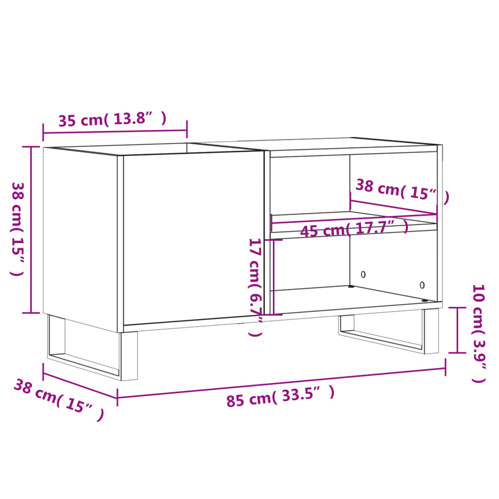 vidaXL Armoire à disques sonoma gris 85x38x48 cm bois d'ingénierie