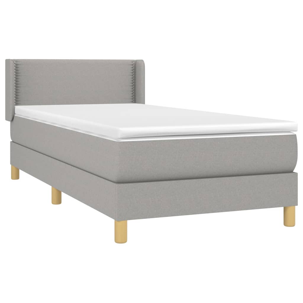 vidaXL Sommier à lattes de lit avec matelas Gris clair 90x200 cm Tissu