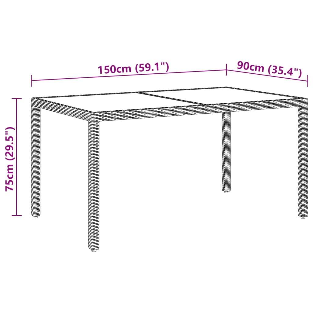 vidaXL Ensemble à Manger jardin 7 pcs Résine tressée verre trempé Noir