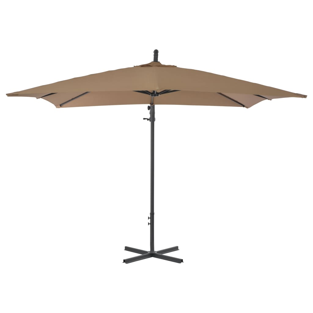 vidaXL Parasol de jardin en porte-à-faux avec poteau en acier taupe