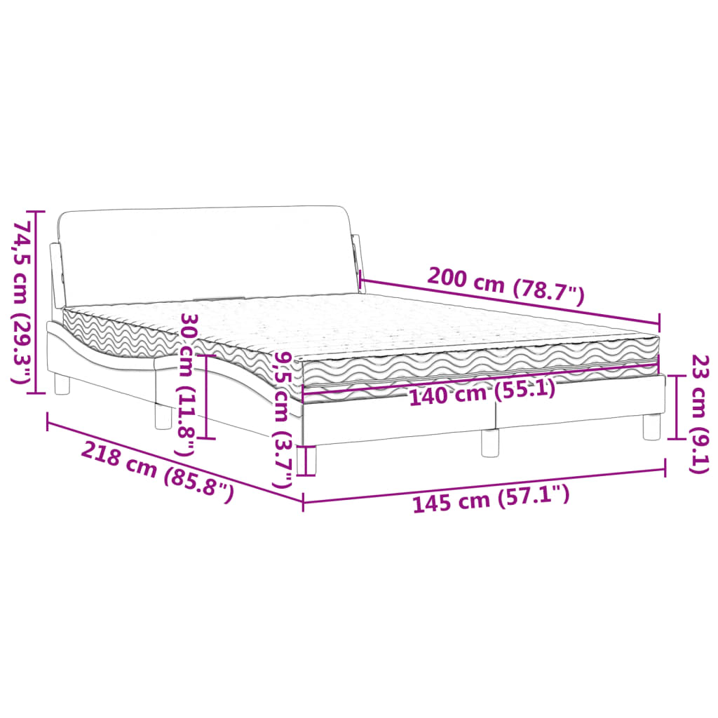 vidaXL Lit avec matelas marron 140x200 cm similicuir