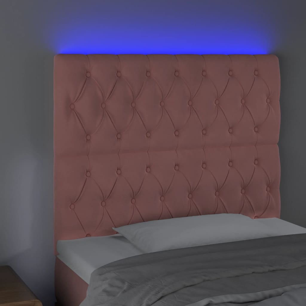 vidaXL Tête de lit à LED Rose 100x7x118/128 cm Velours