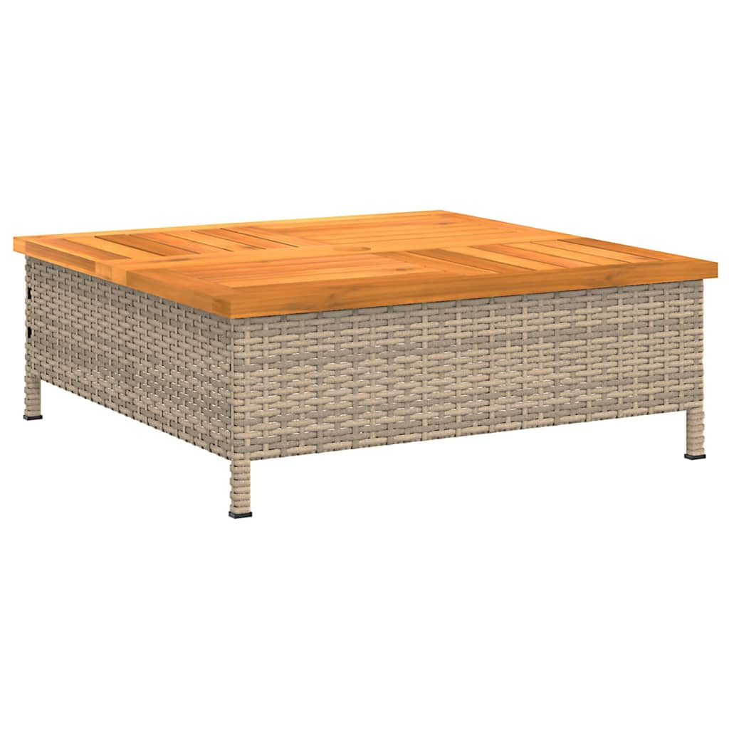 vidaXL Table de jardin beige 70x70x25 cm résine tressée et bois acacia