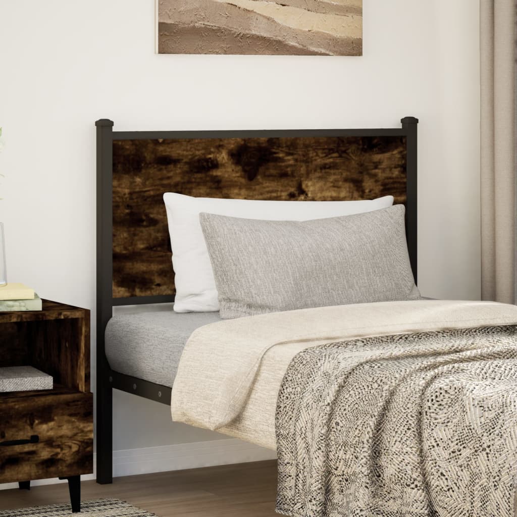 vidaXL Tête de lit chêne fumé 90 cm bois d'ingénierie et acier