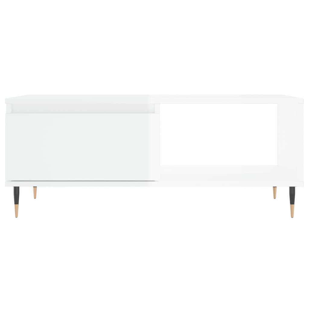 vidaXL Table basse Blanc brillant 90x50x36,5 cm Bois d'ingénierie