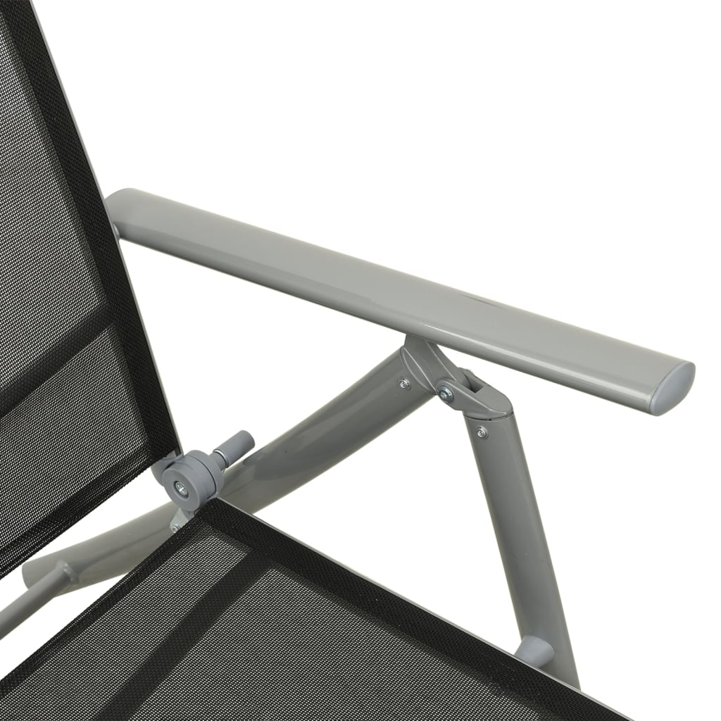 vidaXL Chaise longue pliable Textilène et aluminium noir et argenté
