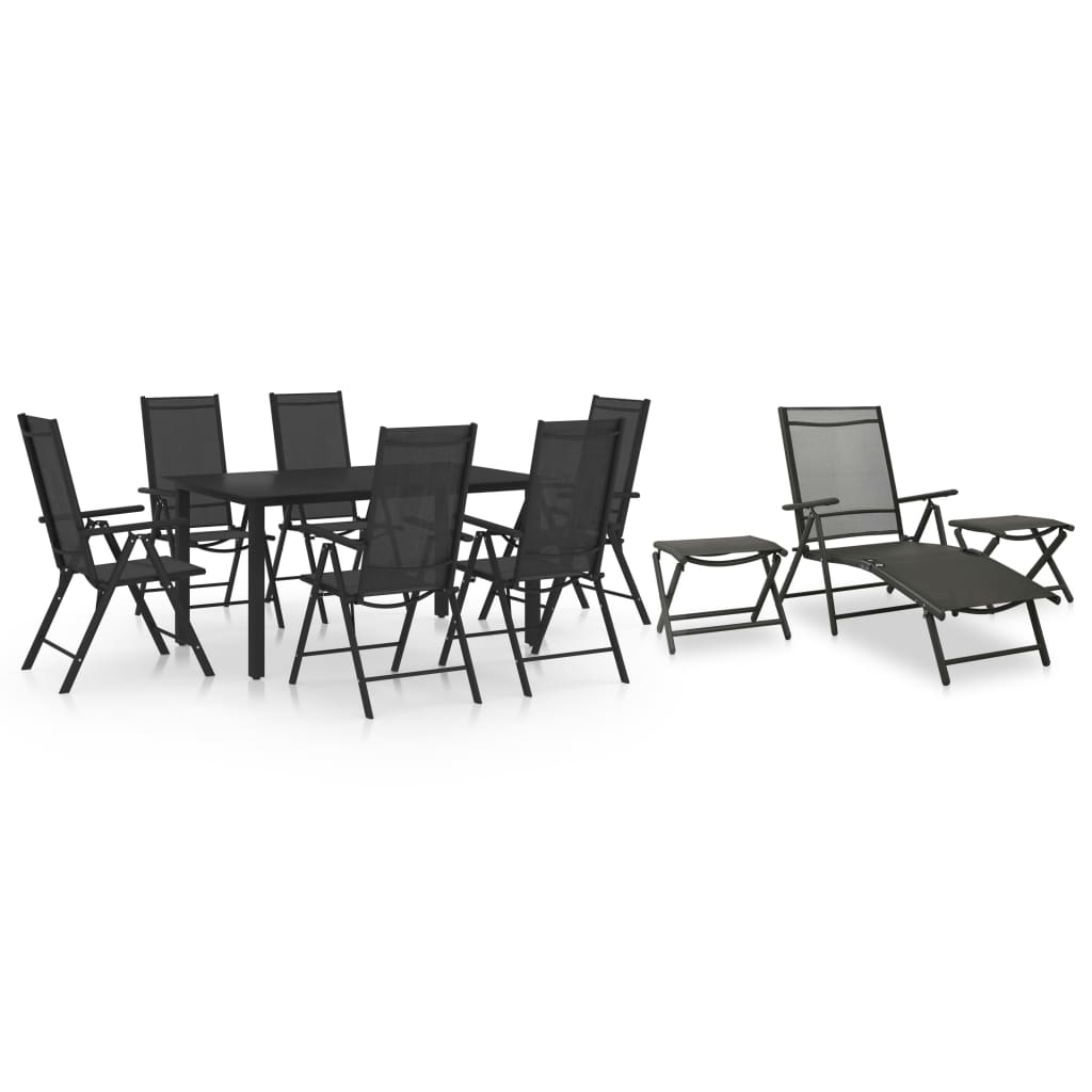 vidaXL Ensemble de salle à manger de jardin 10 pcs Noir et anthracite