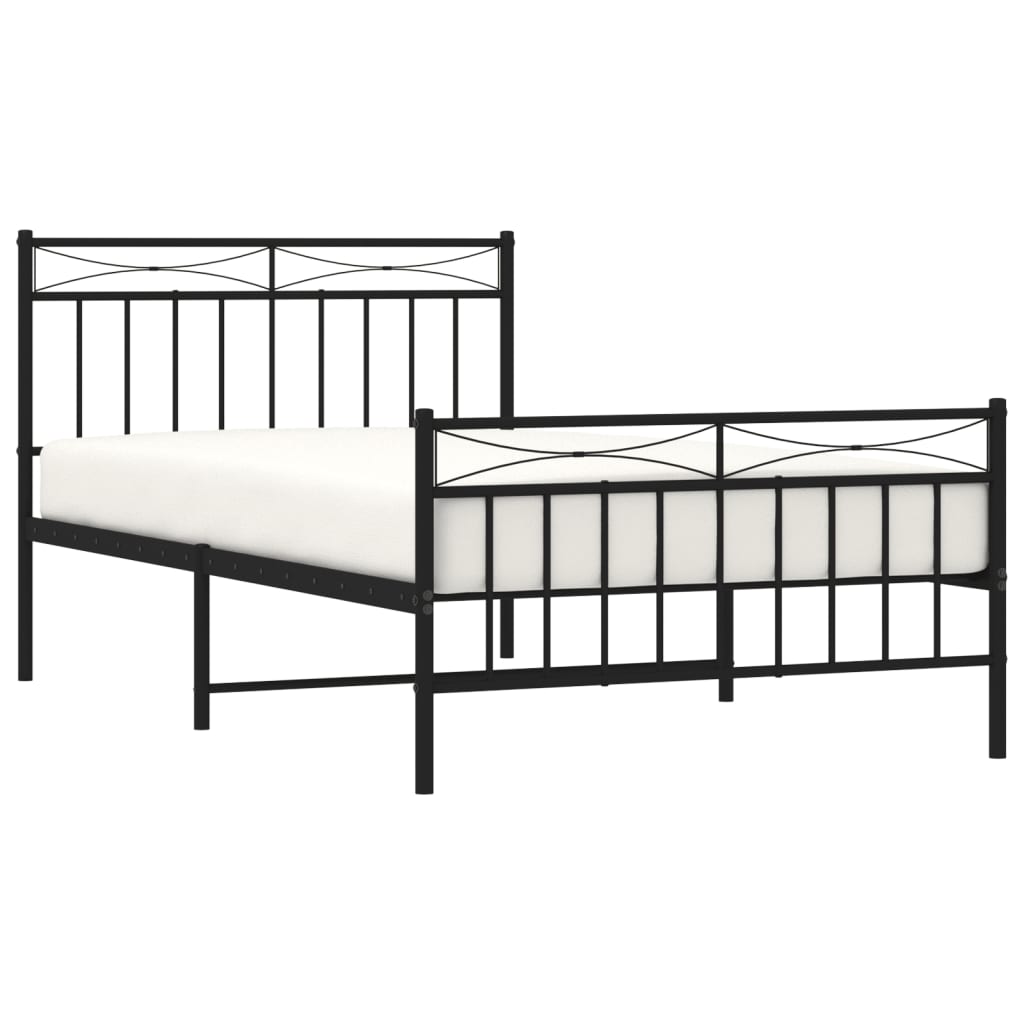 vidaXL Cadre de lit métal sans matelas et pied de lit noir 100x200 cm