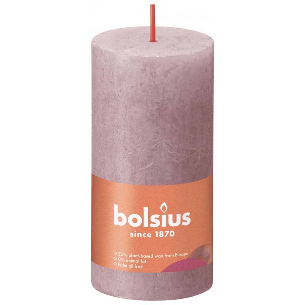 Bolsius Bougies pilier rustiques Shine 8 pcs 100x50 mm Rose cendre