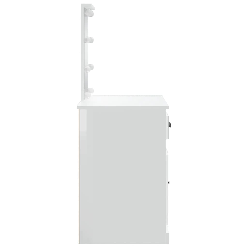 vidaXL Coiffeuse avec lumières LED blanc brillant 90x42x132,5 cm