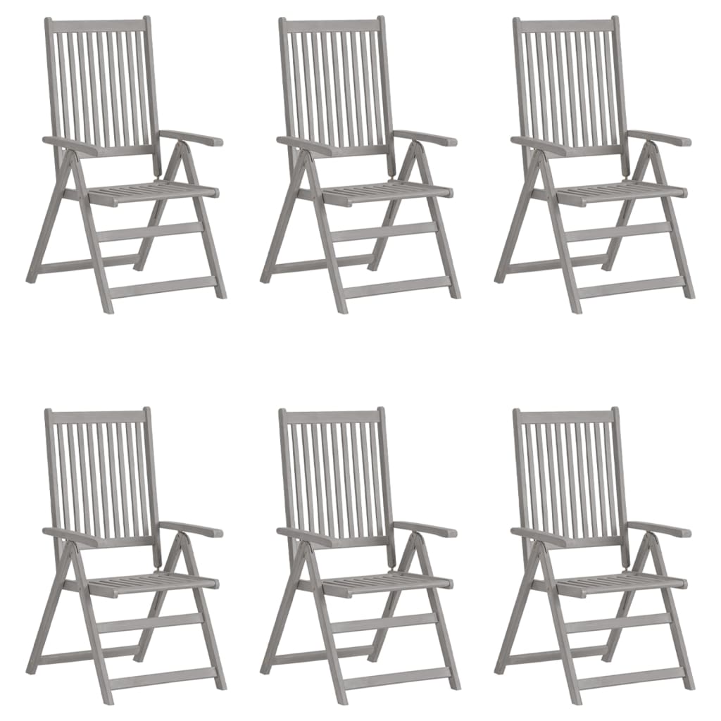 vidaXL Chaises inclinables de jardin lot de 6 et coussins bois acacia