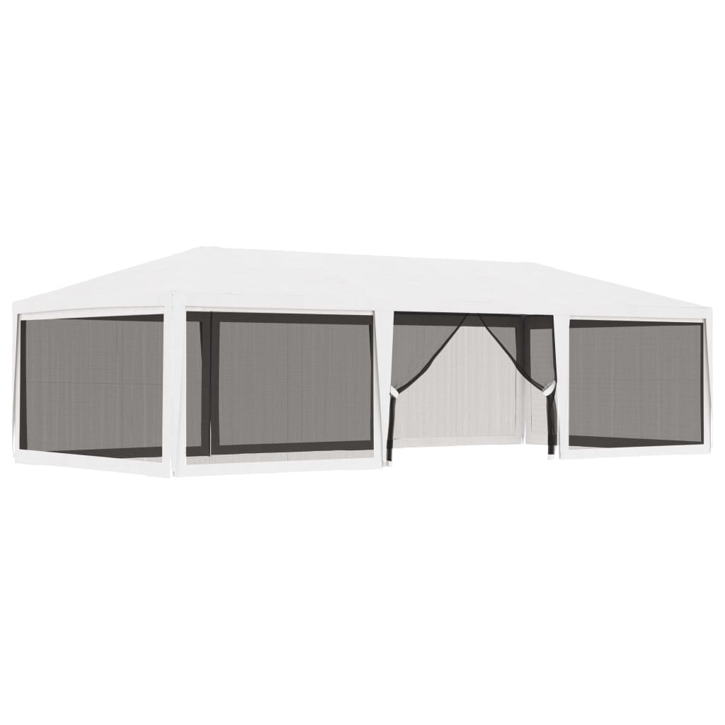 vidaXL Tente de réception avec 4 parois latérales en maille 4x9m Blanc