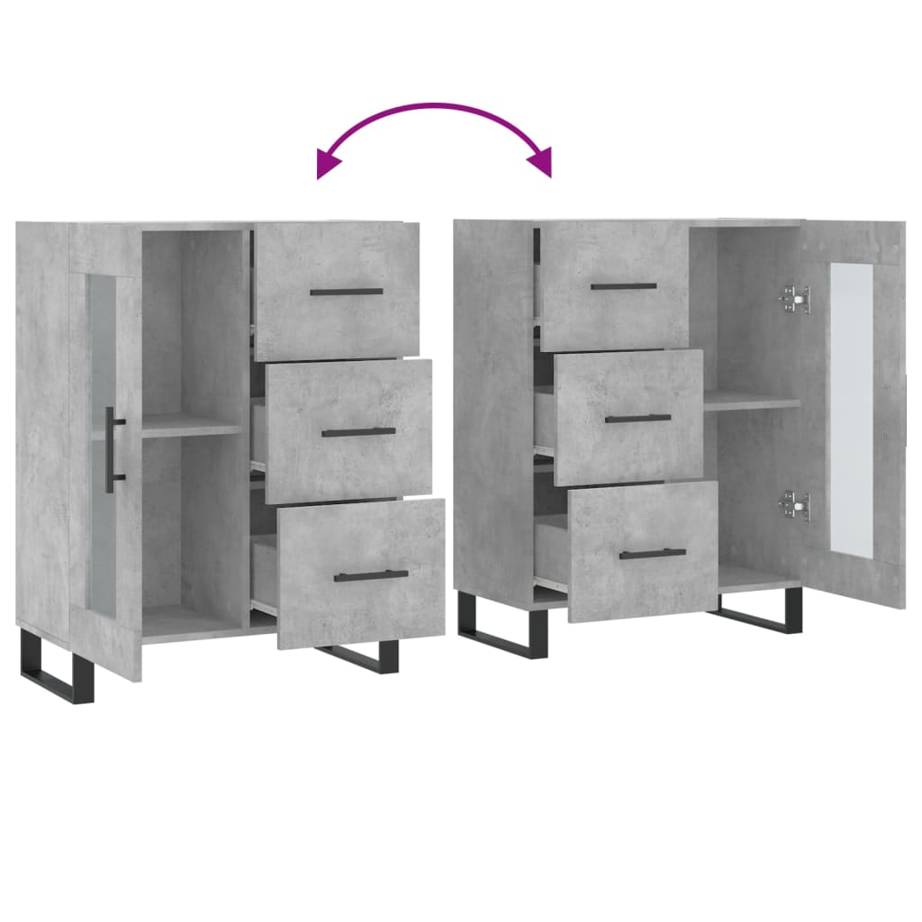 vidaXL Buffet gris béton 69,5x34x90 cm bois d'ingénierie