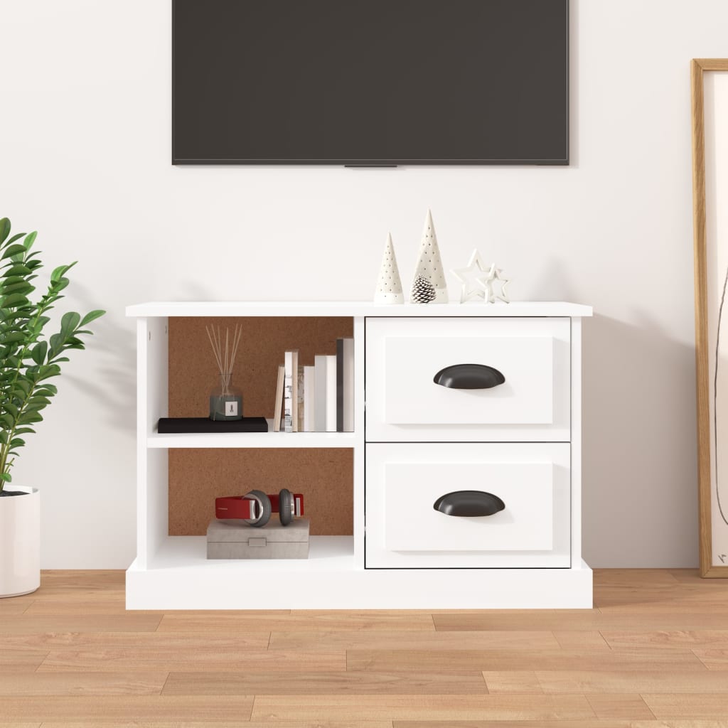 vidaXL Meuble TV blanc brillant 73x35,5x47,5 cm bois d'ingénierie