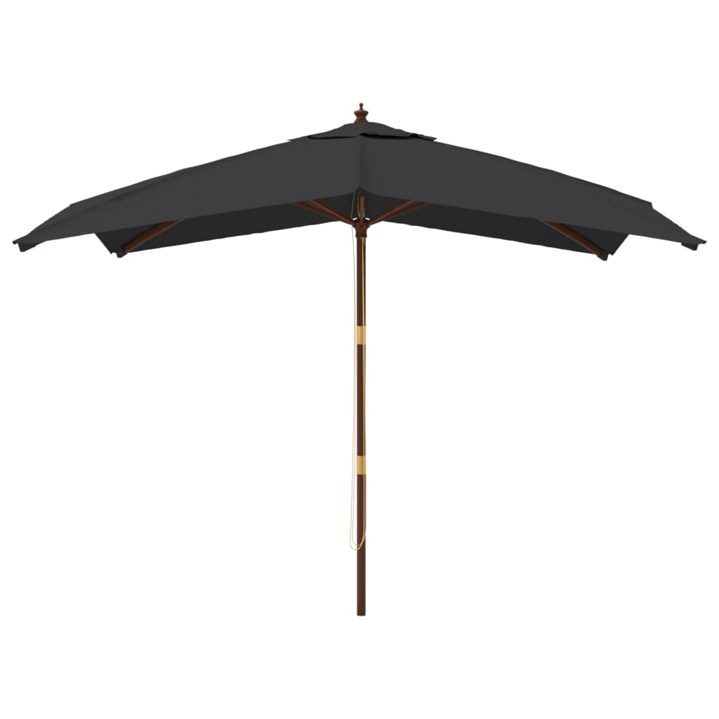 vidaXL Parasol de jardin avec mât en bois noir 300x300x273 cm
