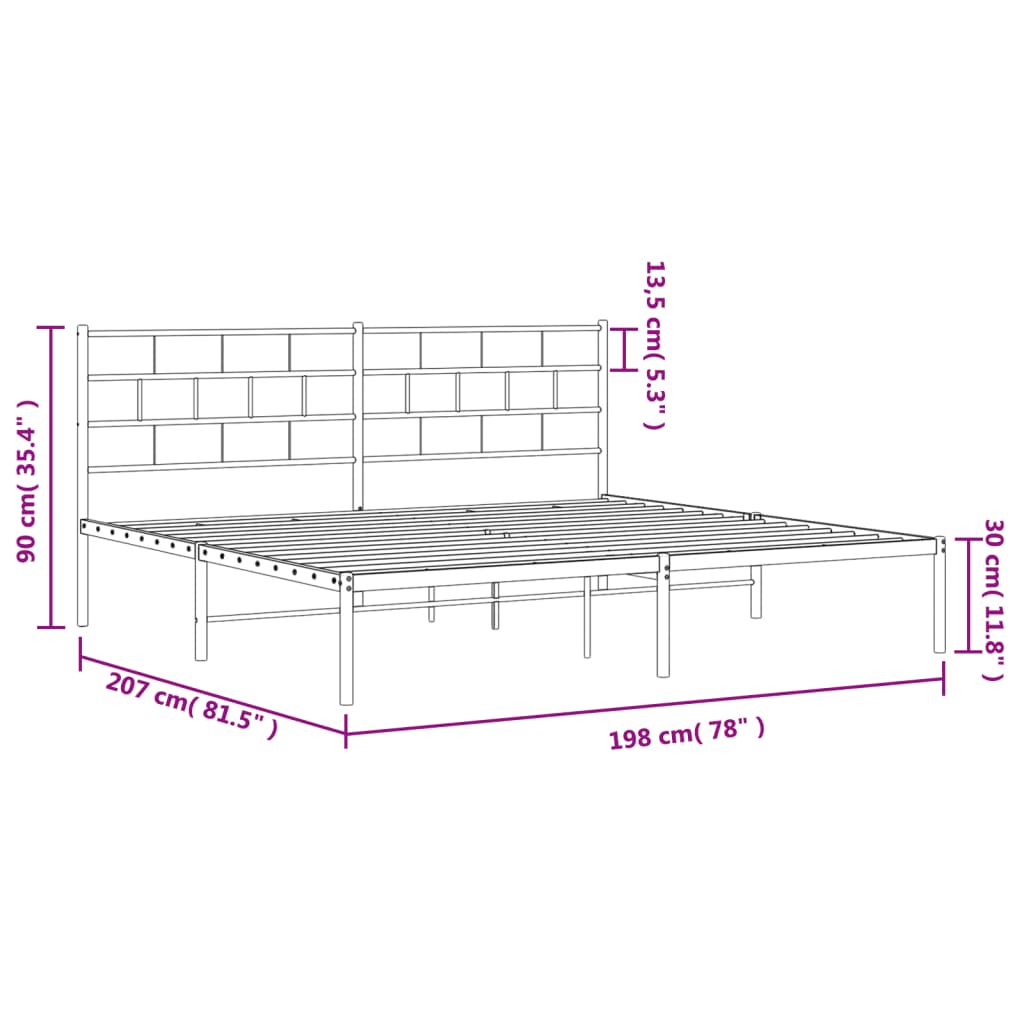 vidaXL Cadre de lit métal sans matelas et tête de lit blanc 193x203 cm