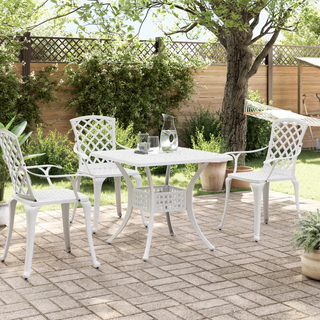 vidaXL Table de jardin blanc 80x80x75 cm aluminium coulé