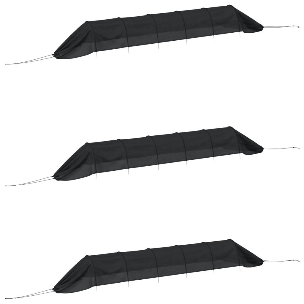 vidaXL Tunnels en filet 3 pcs noir acier et polyéthylène