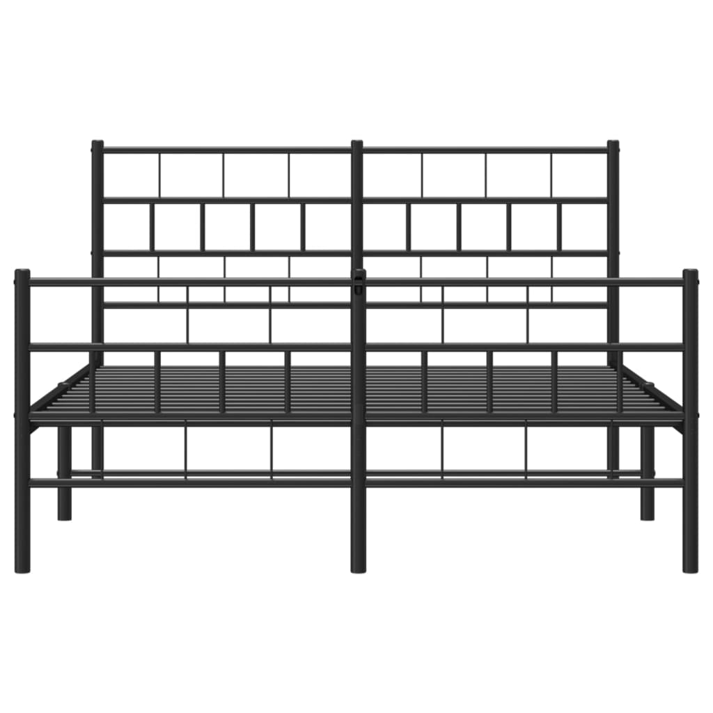 vidaXL Cadre de lit métal sans matelas avec pied de lit noir 135x190cm