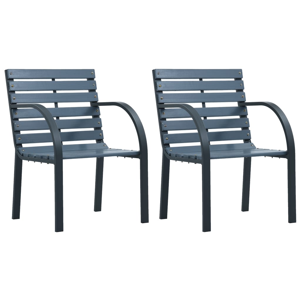 vidaXL Chaises de jardin lot de 2 sapin massif acier enduit de poudre