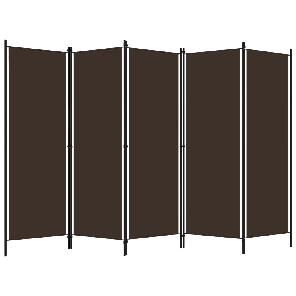 vidaXL Cloison de séparation 5 panneaux Marron 250x180 cm