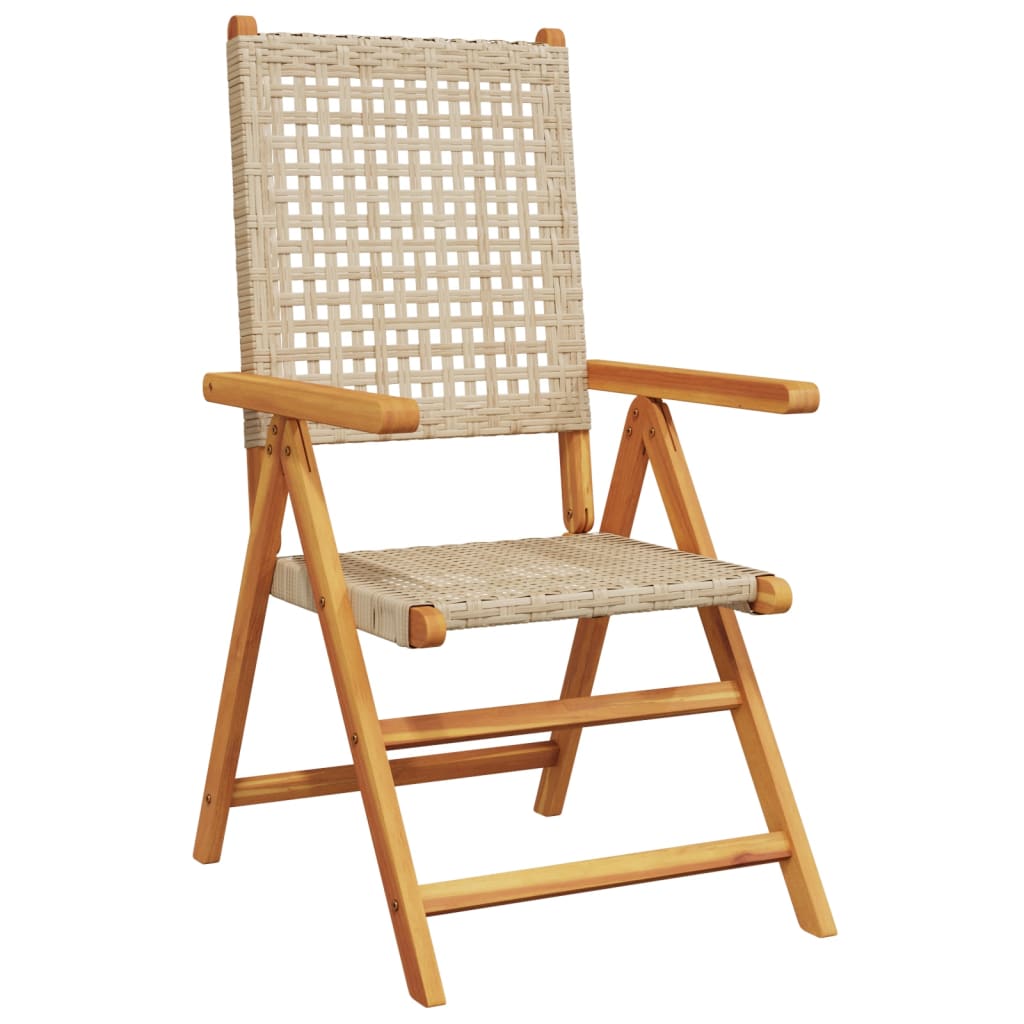 vidaXL Chaises de jardin lot de 2 beige bois massif d'acacia et rotin